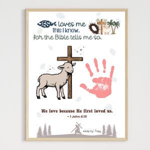 Easter Handprint Craft Printable, Personalized Gift DIY Religious Christian Keepsake Art for Kids Baby Toddler Sunday School Church Activity