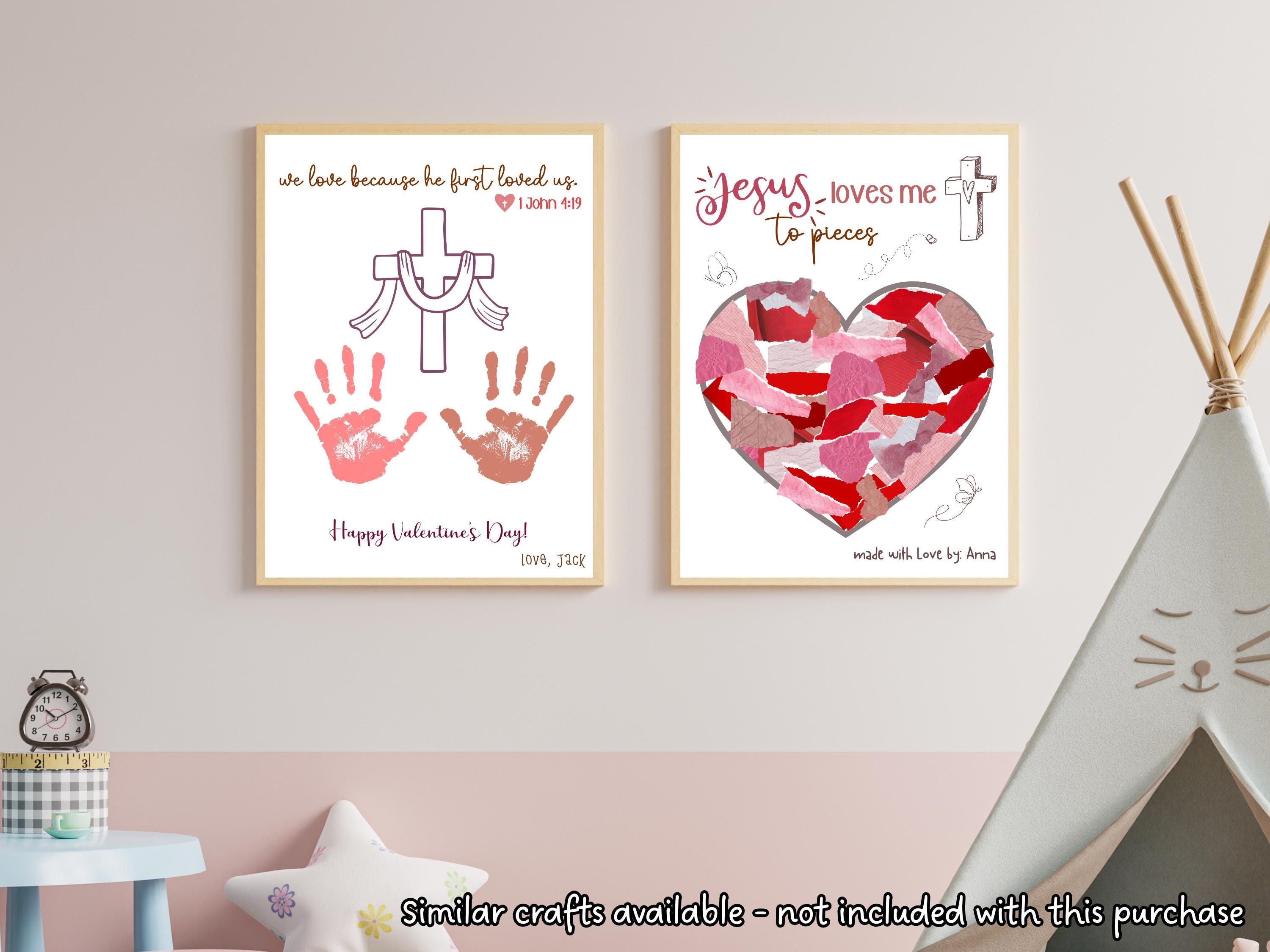 Jesus Loves Me to Pieces Christian Craft Printable, Valentine’s Day Art ...