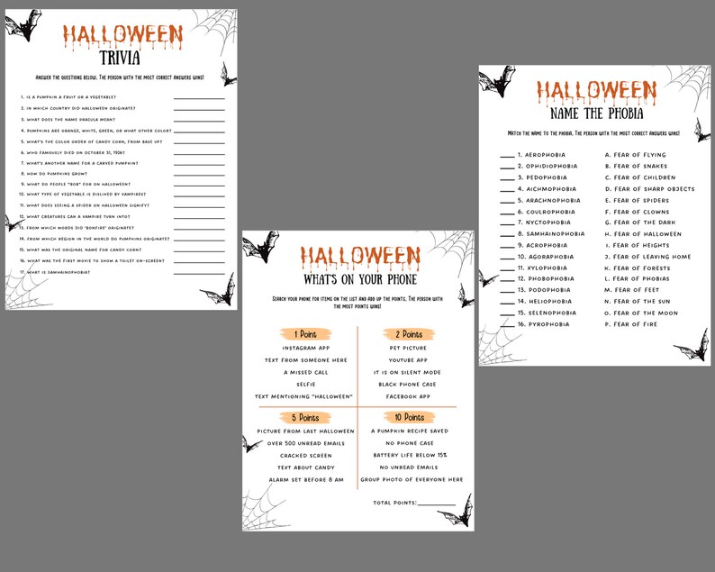Halloween Party Games Printable Party Games Bundle Etsy