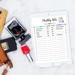 Household Planner Printable, Home Management Bundle, Editable Cleaning Schedule, Monthly Bill Tracker, Yearly Bills, Weekly Meal Planner image 6