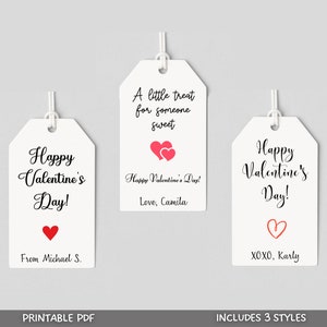 Valentines Day Gift Tags Editable & Printable, Happy Valentines Day Tags, Simple Party Favor Tags, Personalized Custom Valentines Gift Tags