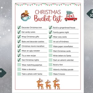 Christmas Bucket List Editable Printable Custom Bucket List - Etsy