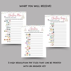 Christmas Emoji Pictionary Bundle, Printable Fun Party Game, Emoji Quiz ...