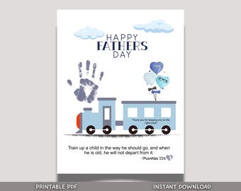 Father's Day Bible Craft Kids Printable, DIY Handprint Card Religious Art Sunday School Activity Gift for Dad Grandpa from Christian Toddler