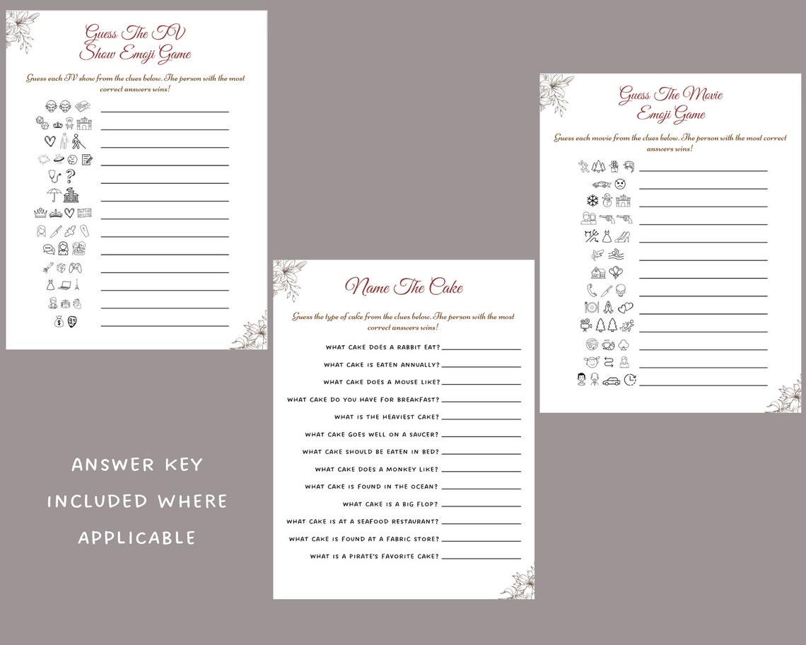 Birthday Games for Her Printable Womens Birthday Party Games - Etsy