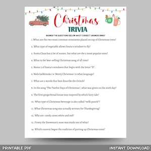 Christmas Trivia Game Printable, Fun Holiday Party Game, Office Party ...