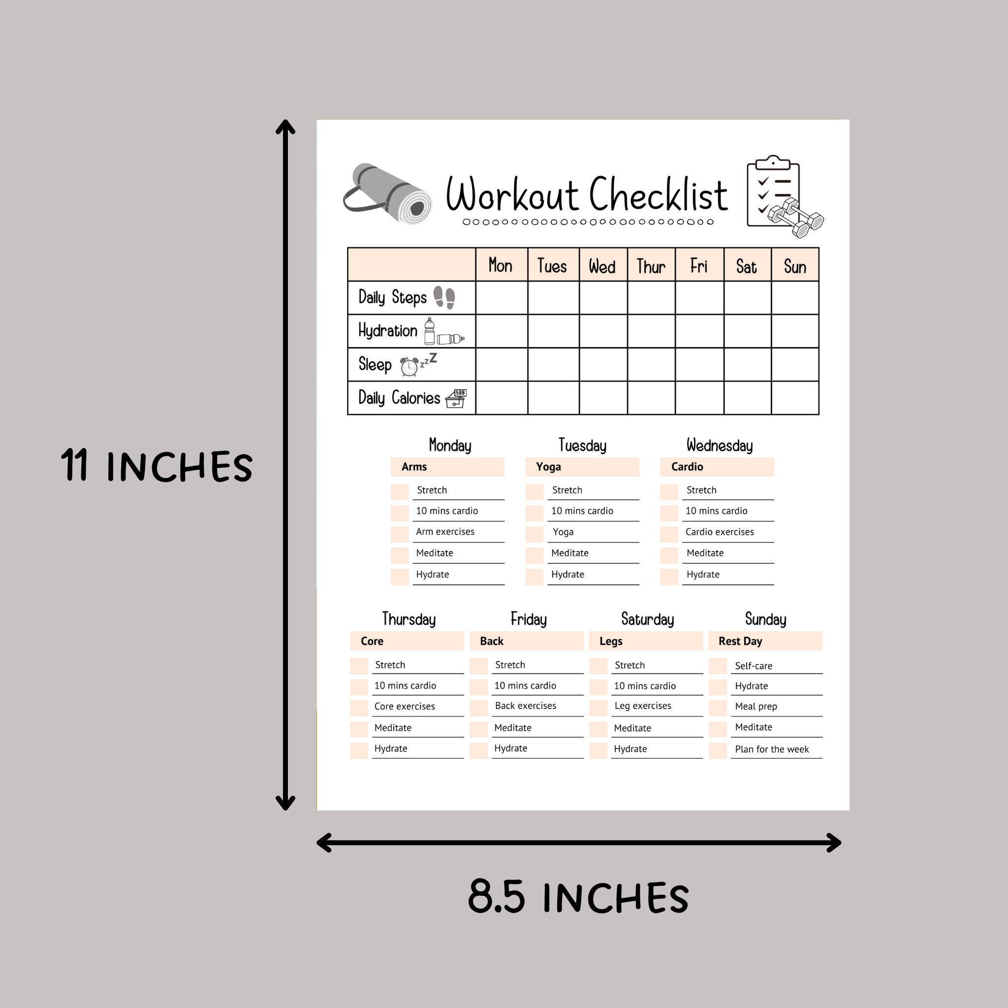 daily 10-minute cardio routine planner with breathing and tracking
