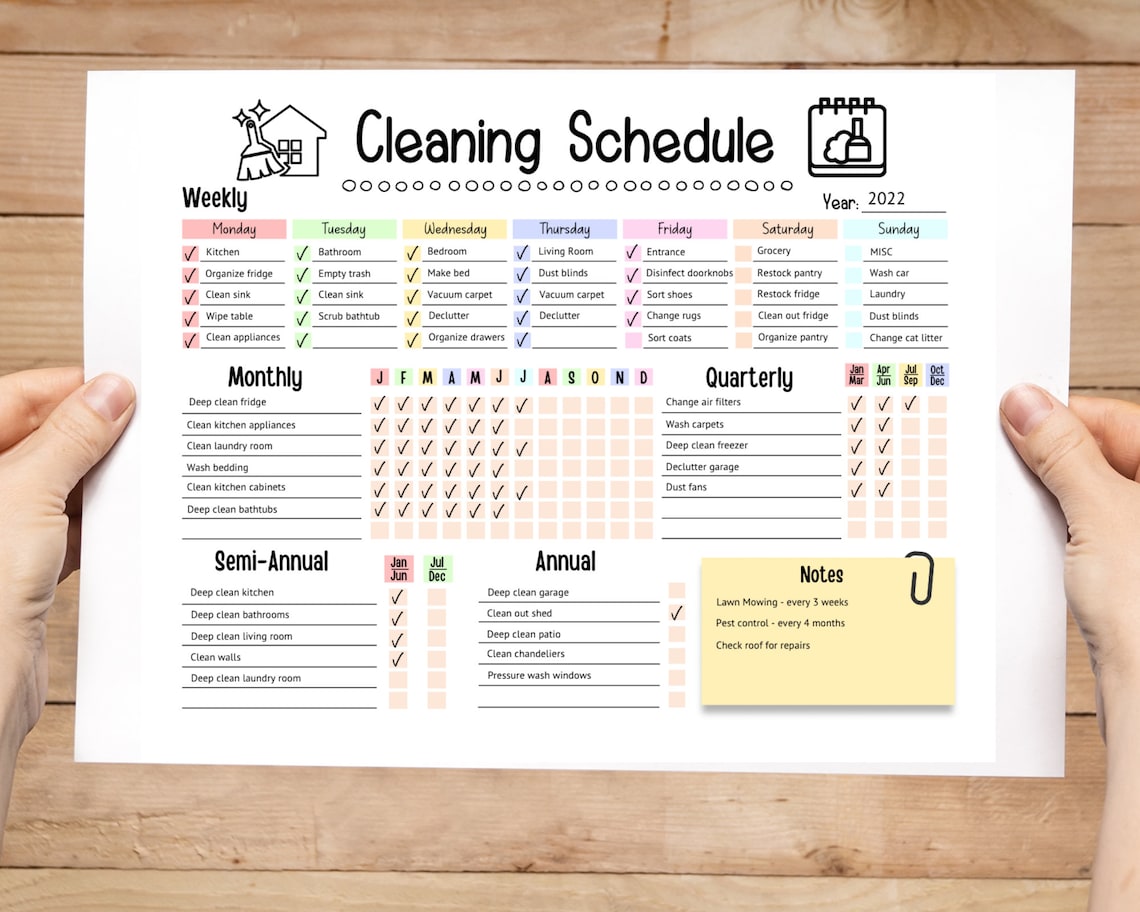 Editable Cleaning Schedule Printable Weekly Monthly Yearly - Etsy UK