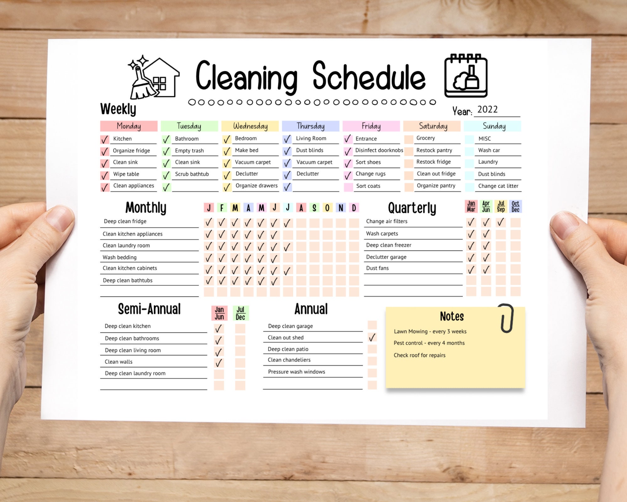 Editable Cleaning Schedule Printable Weekly Monthly Yearly - Etsy UK