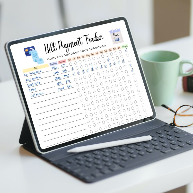 Household Planner Printable, Home Management Bundle, Editable Cleaning Schedule, Monthly Bill Tracker, Yearly Bills, Weekly Meal Planner image 8