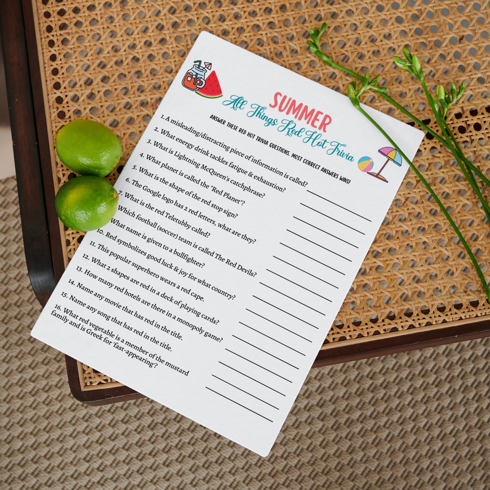 Trivia Break Summer Trivia Game Printable, Pool Party Games, Summer Camp Fact or ...