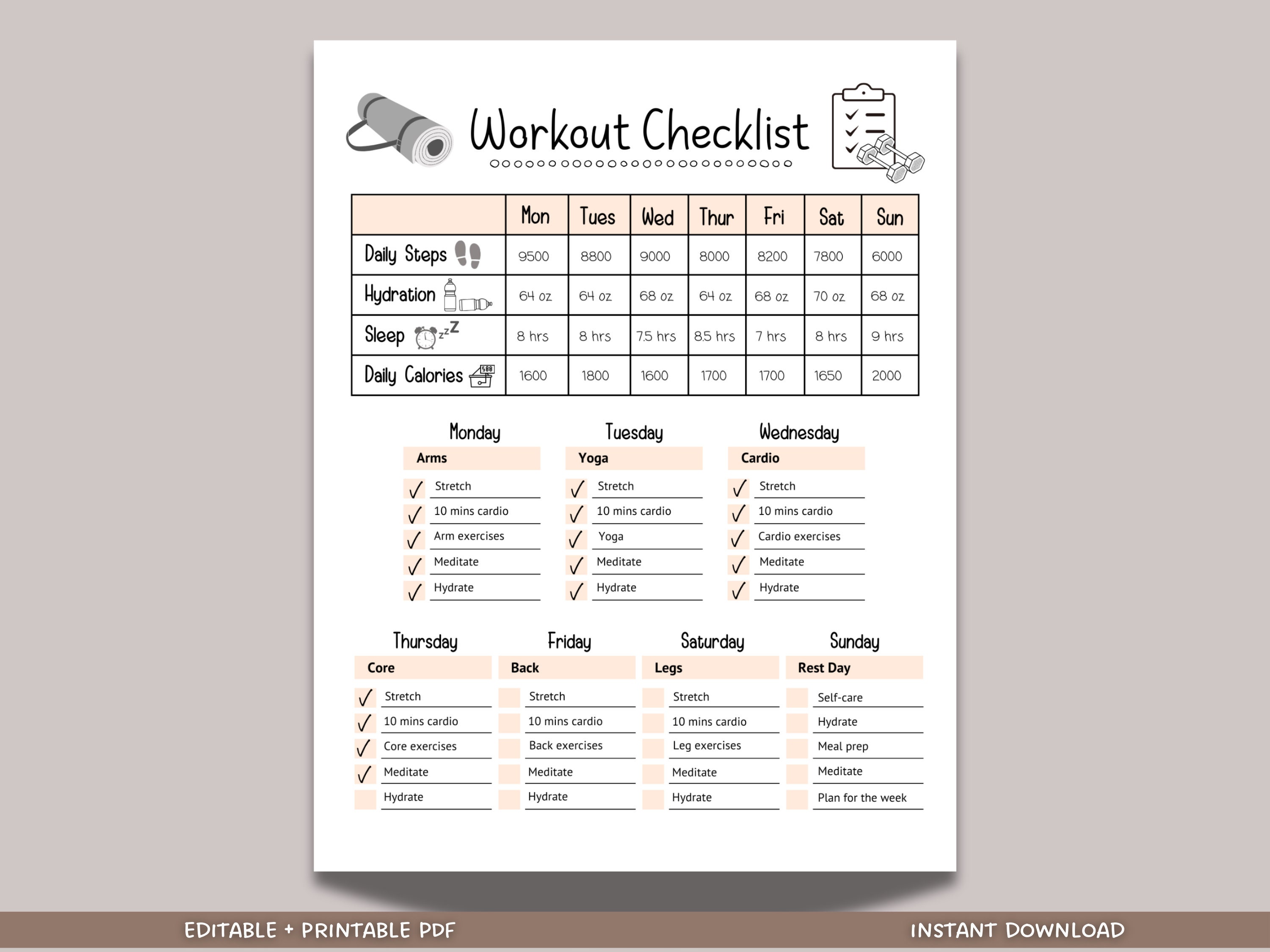 Workout to do list sale