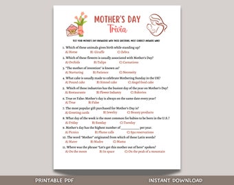 Mother's Day Trivia Game Printable, Mothers Day Party Game, True or False Quiz, Mother's Day Activity Kids And Adults, Family Group Game