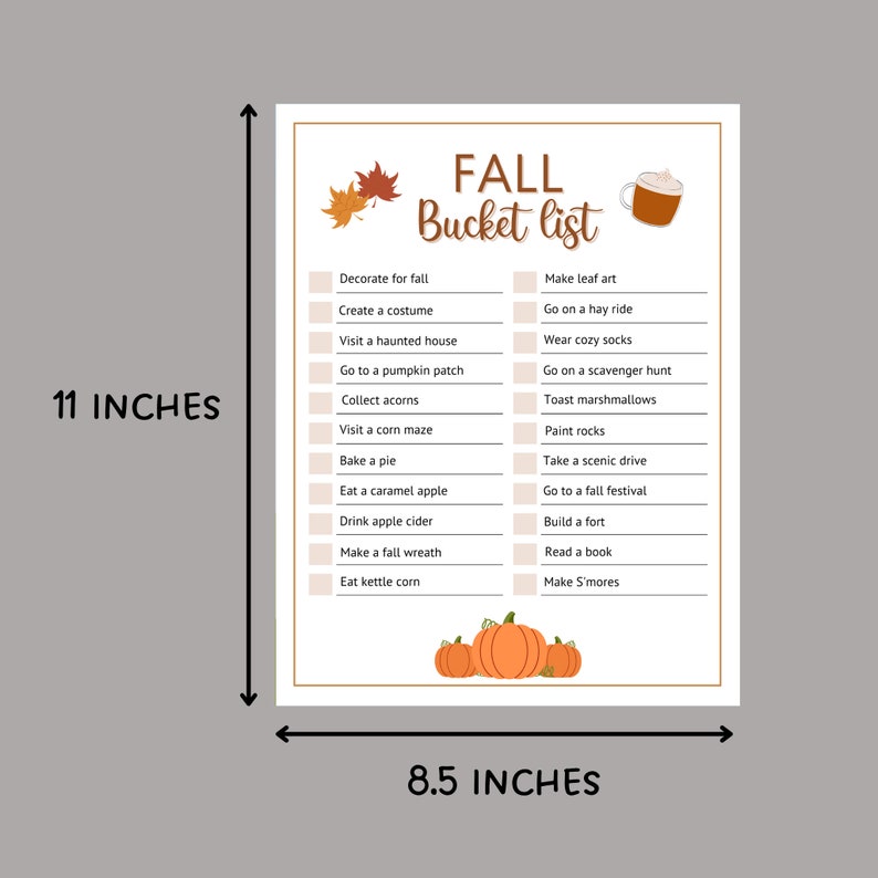 Lista de deseos de otoño imprimible, Lista de deseos de otoño editable, Lista de verificación de actividades divertidas de otoño, Lista de tareas pendientes de otoño, Lista de deseos de otoño familiar PDF imagen 6