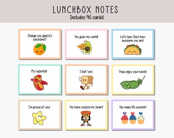 Lunch Box Notes Printable for Kids, Back to School Cute Lunchbox Encouraging Cards for Children, Fun Notes from Mom Preschool Kindergarten