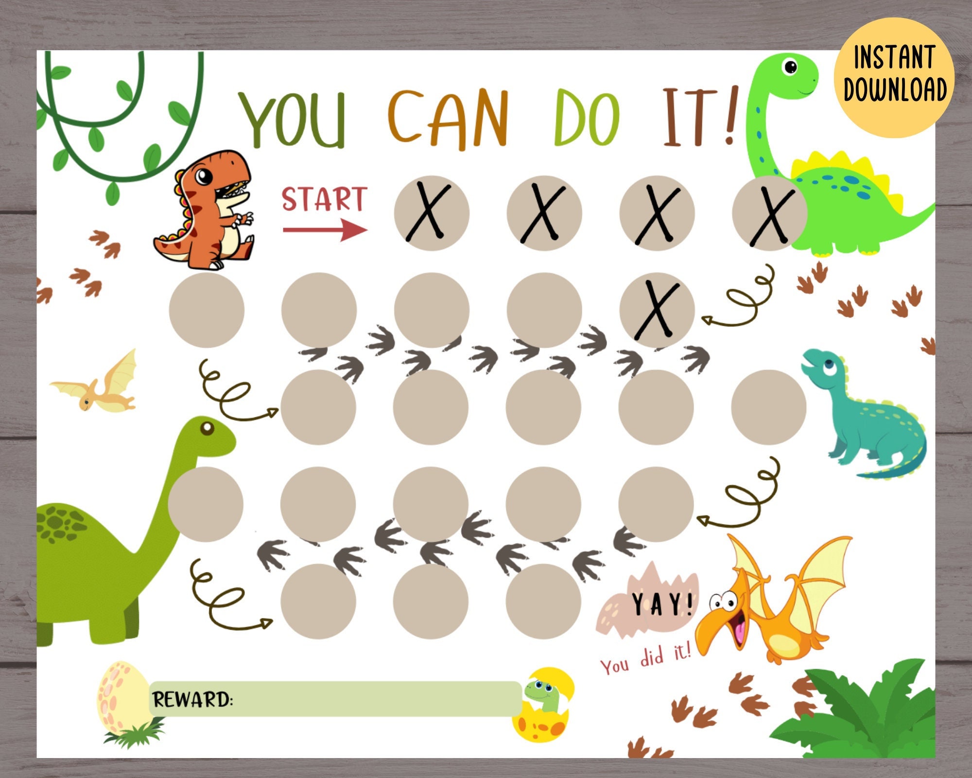 Dinosaur Reward Chart Printable Sticker Chart Kids Chart Etsy India