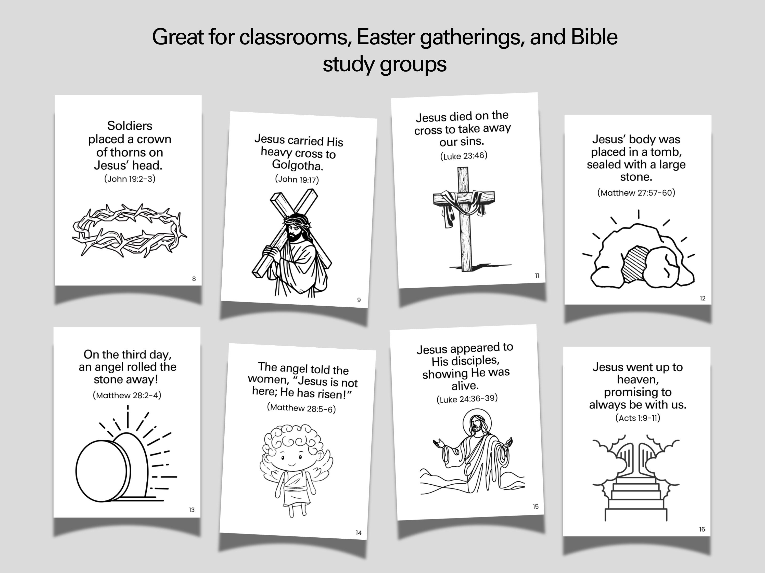Easter Story Mini Book for Kids Printable Coloring Bible Lesson Sunday ...