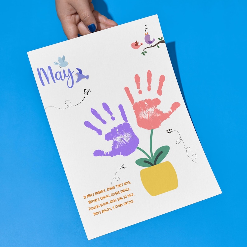 May Print Pattern May Handprint Footprint Crafts Printable, DIY Art Kids Preschool ...