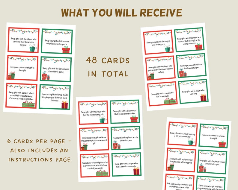 Christmas Gift Exchange Game Printable White Elephant Yankee Etsy