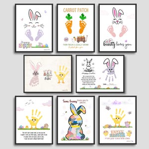 Easter Crafts for Kids Printable, Handprint Footprint DIY Card Wall Art Activity Keepsake Personalized Gift Child Baby Toddler Fun Preschool