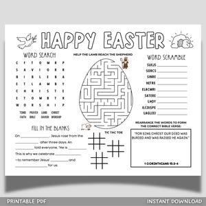 Easter Placemat Activity Printable Sheet Christian Bible Coloring For Kids Ministry Church Sunday School Games Holy Week Religious Preschool