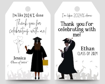 Custom Graduation Thank You Tags, Personalized Graduation Party Favor Tags, Class of 2024 Favors, College Grad Party Decor, High School Grad