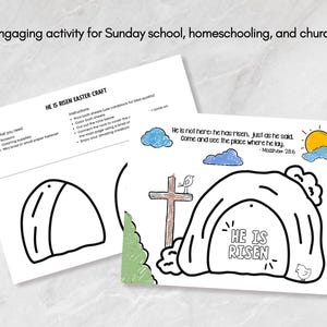 He is Risen Easter Coloring Craft Printable Christian Sunday School ...