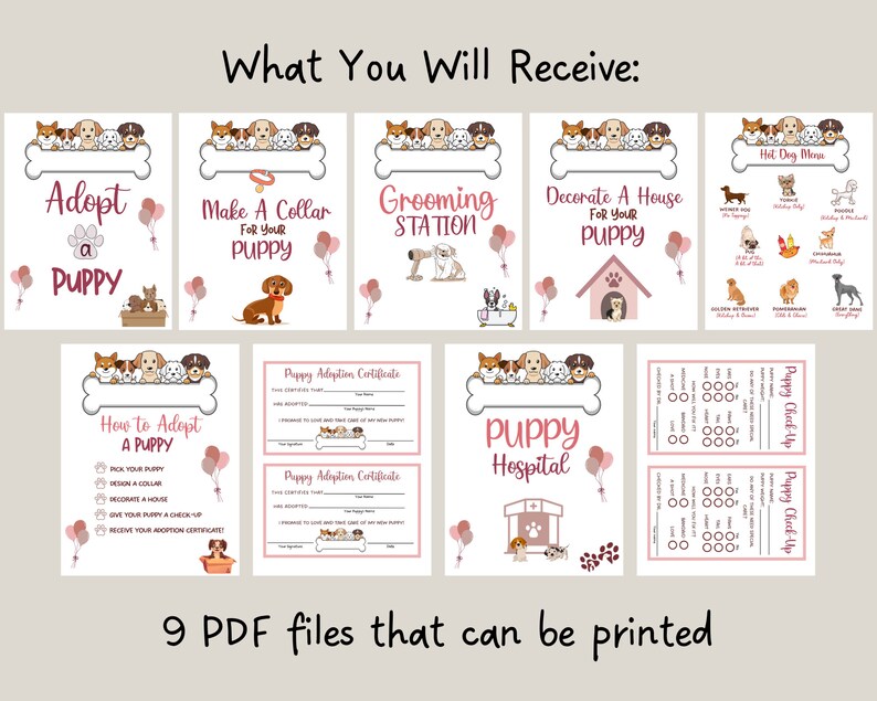 Puppy Party Signs Printable Adopt a Puppy Party Games Dog - Etsy