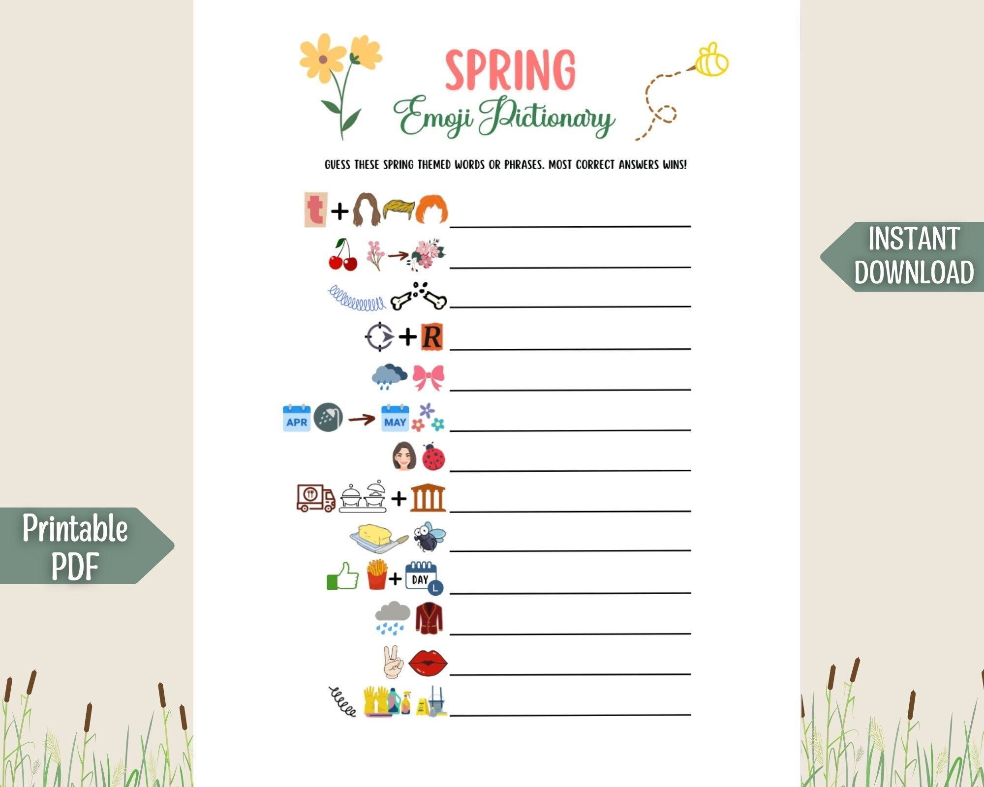 Spring Emoji Pictionary Game Printable Spring Activities for Etsy Canada