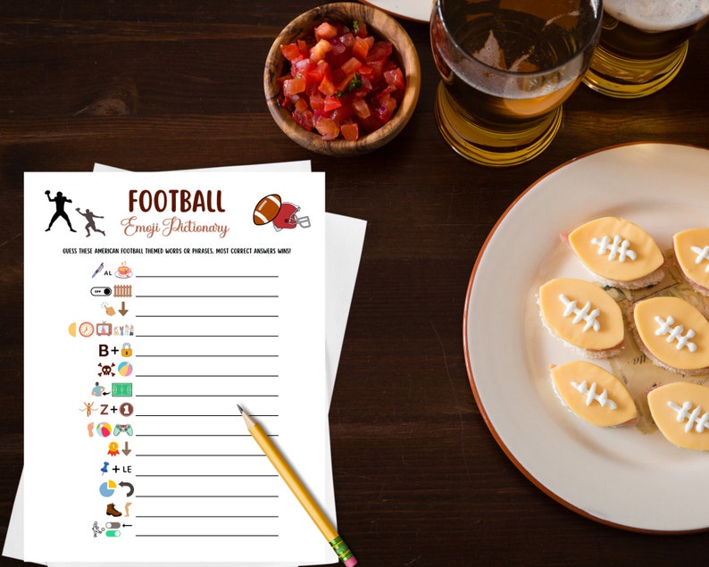 Football Emoji Pictionary Game Printable Football Party Game Etsy