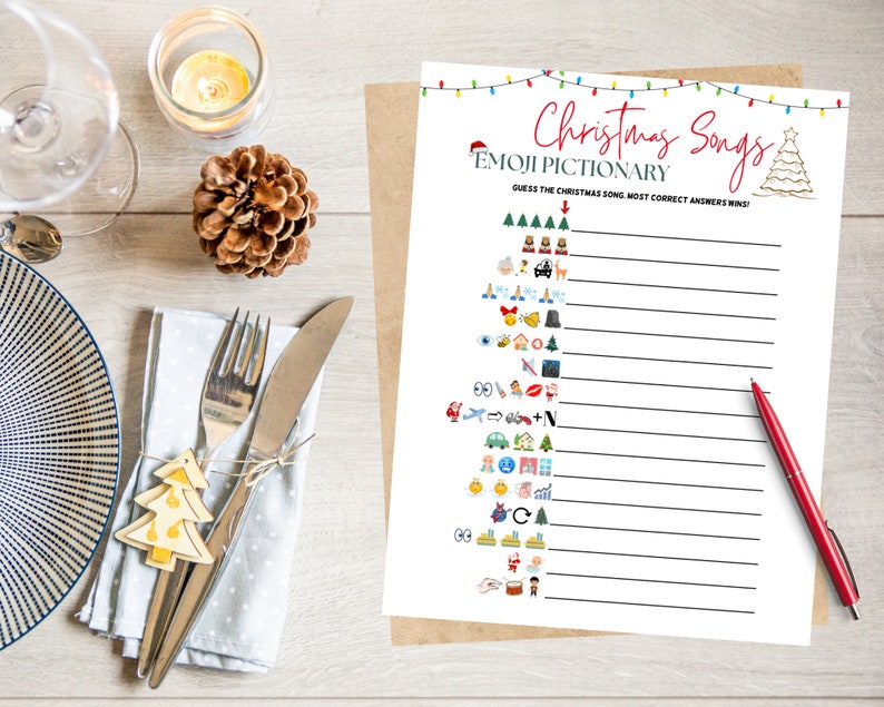 Christmas Songs Emoji Pictionary Printable Christmas Guessing - Etsy