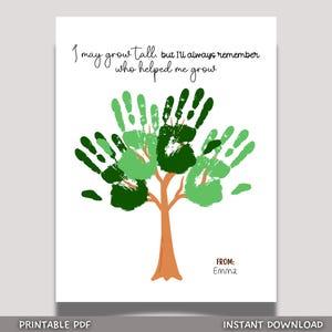 Teacher Appreciation Handprint Craft Kids Printable, DIY End of Year Gift Keepsake Tree Art for Pre-K Kindergarten Preschool End Of School