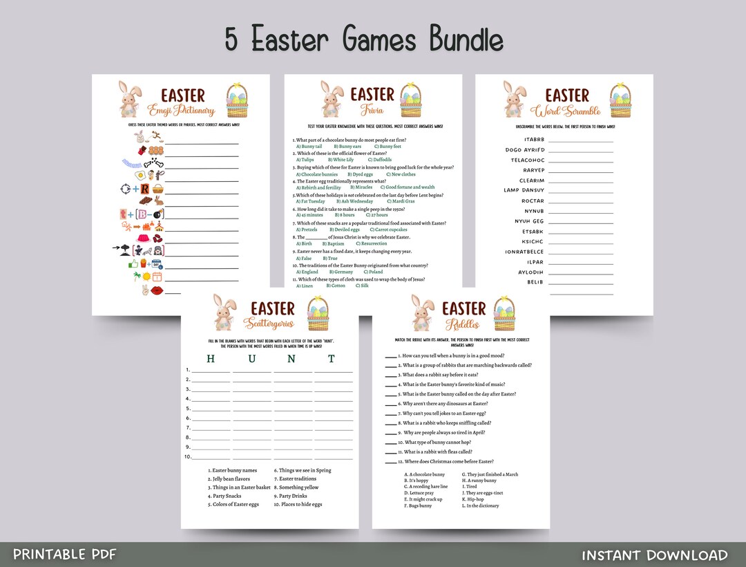 Easter Games Bundle Printable, Easter Party Games Adults, Easter ...