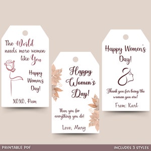 Customized Happy Women's Day Gift Tags Printable, Editable Personalized Feminist Gift Tags, Strong Empowered Women, Gift Ideas For Women
