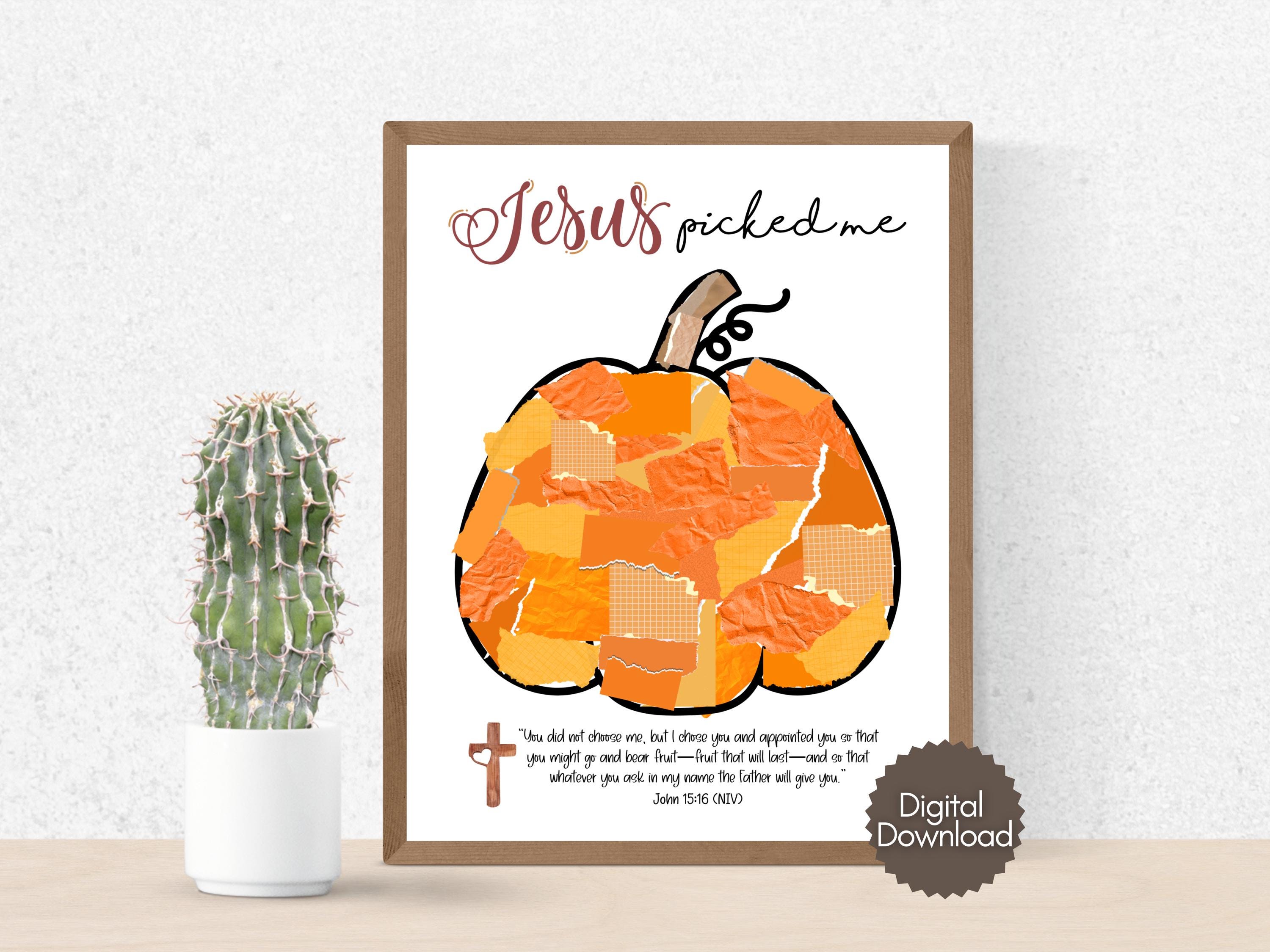 Fall Pumpkin Torn Paper Craft Printable for Kids, Thanksgiving Bible ...