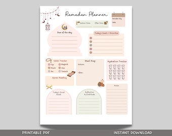 Ramadan Daily Planner Printable, 2026 Ramadan Tracker PDF, Islamic Digital Planner, Prayer Tracker, Meal Planner, Ramadan Journal