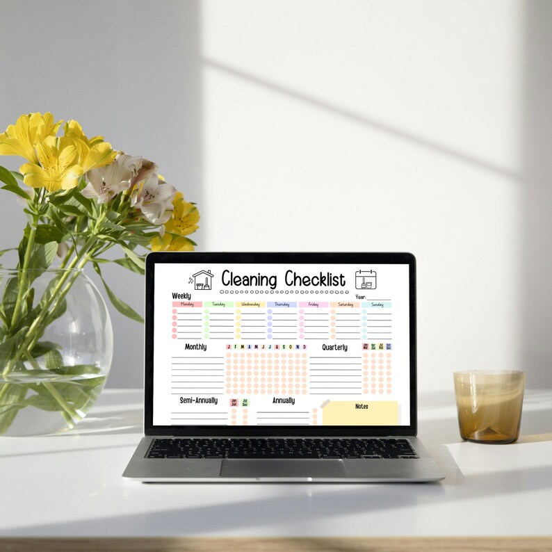 Household Planner Printable, Home Management Bundle, Editable Cleaning Schedule, Monthly Bill Tracker, Yearly Bills, Weekly Meal Planner image 5