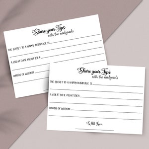Wedding Advice and Wishes Card Printable, Minimalist Bridal Shower ...