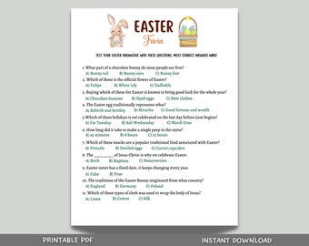 Easter Trivia Party Game Printable, Easter Games, Easter Activity for Kids and Adults, Fun Easter Dinner Game, Family Game, Classroom Game