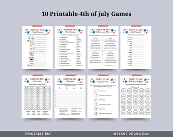 4th of July Games Printable, Independence Day Patriotic American Trivia Games, Party Games, Fourth of July Family Activity Kids and Adults