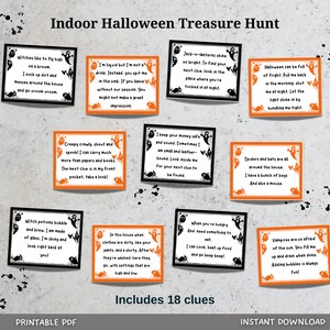 Indoor Halloween Scavenger Hunt For Kids, Halloween Treasure Hunt Clues Printable, Halloween Party Games, Kids Halloween Activity Games