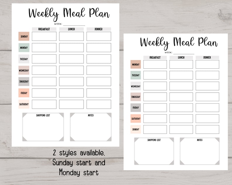 Printable Weekly Meal Planner Minimalist Menu Planner - Etsy