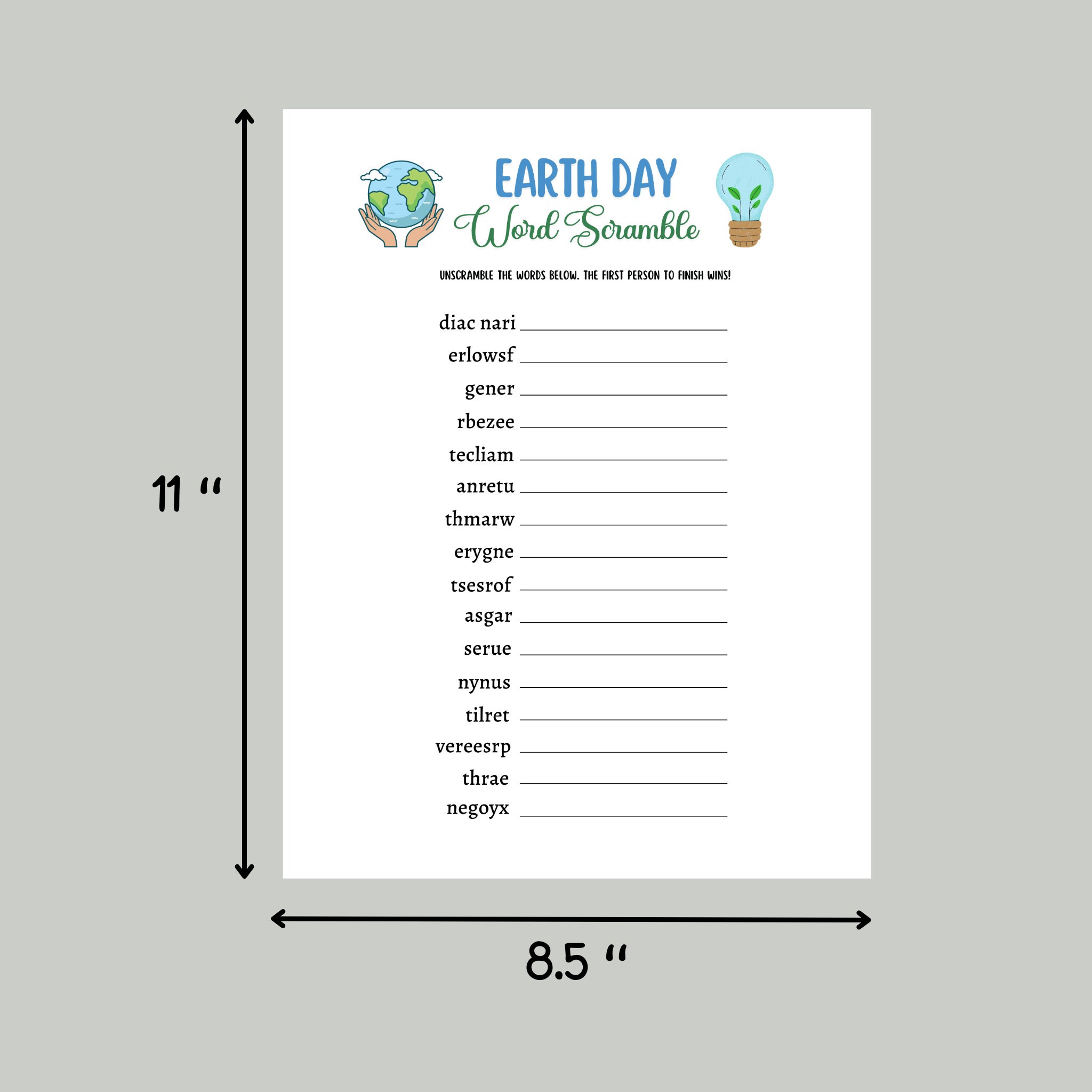 Earth Day Games Printable, Environmental Activity Word Search & Word ...