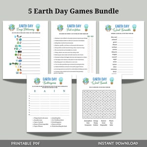 Earth Day Games Bundle Printable, Environmental Activities Adults & Kids, Party Game, Fun Family Group Game, Classroom Game, Earth Lesson