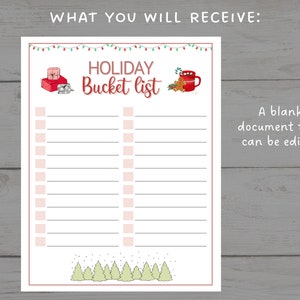 Holiday Bucket List Printable Editable Christmas Bucket List - Etsy
