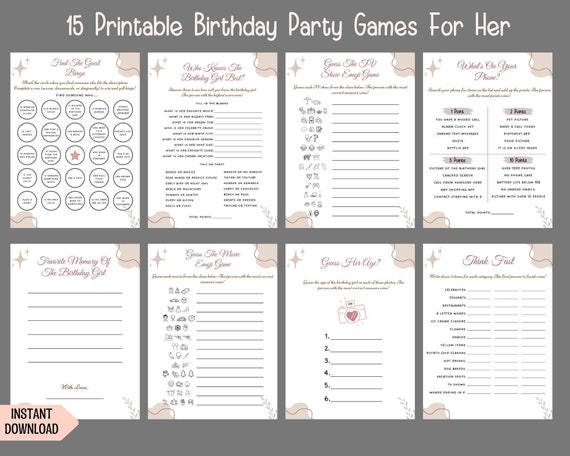 Birthday Games for Her Printable Womens Birthday Party Games - Etsy