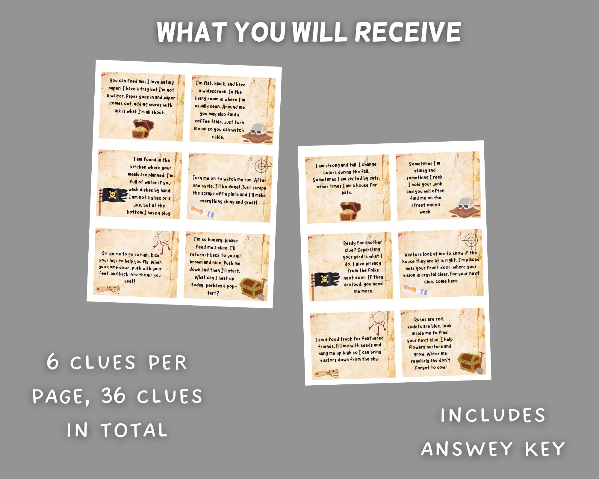 Indoor & Outdoor Treasure Hunt for Kids Scavenger Hunt Clues - Etsy Canada