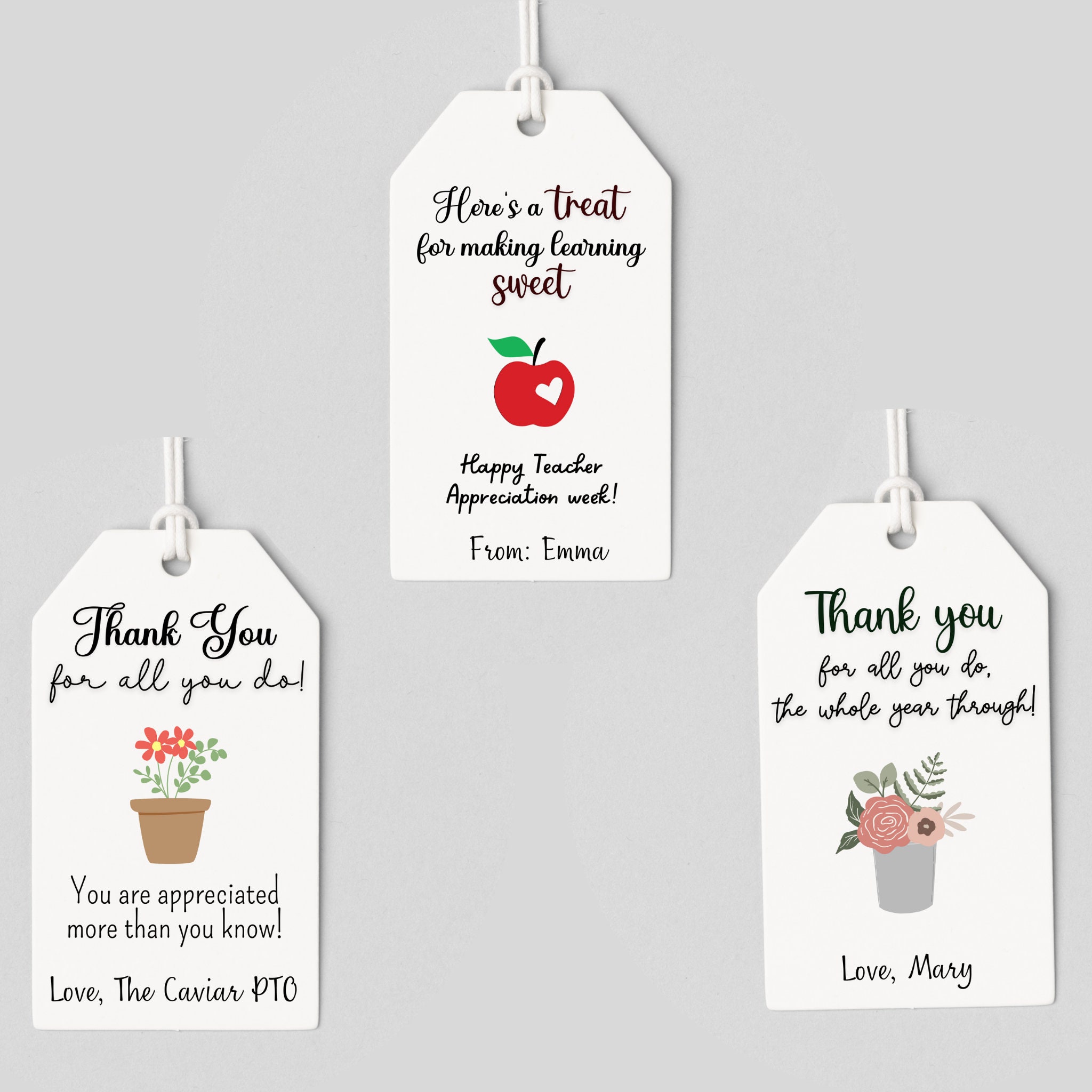 Teacher Appreciation Gift Tags Editable, Printable Custom Thank You ...
