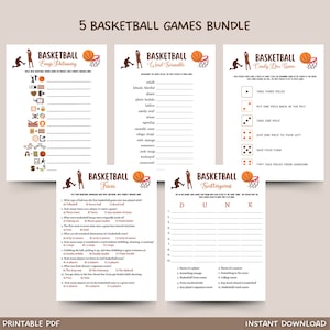 Basketball Party Games Bundle Printable, Tailgate Game, Mens College ...