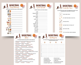 Basketball Party Games Bundle Printable, Tailgate Game, Mens College Basketball, Adults And Kids, Classroom Games, Basketball Tournament